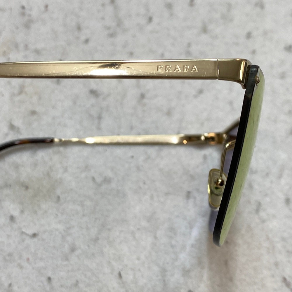 Prada SPR 68T ZVN-5N2 Sunglasses Unisex Gold Polarized Aviator 63mm - Picture 4 of 13